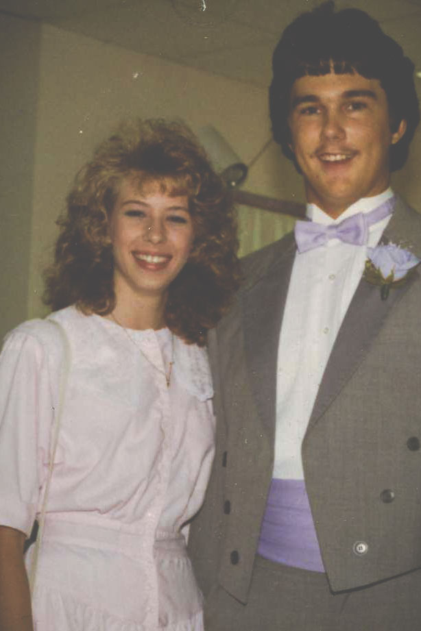 Mark and his then-girlfriend (now Mrs. Applegate) attending a wedding in 1990.