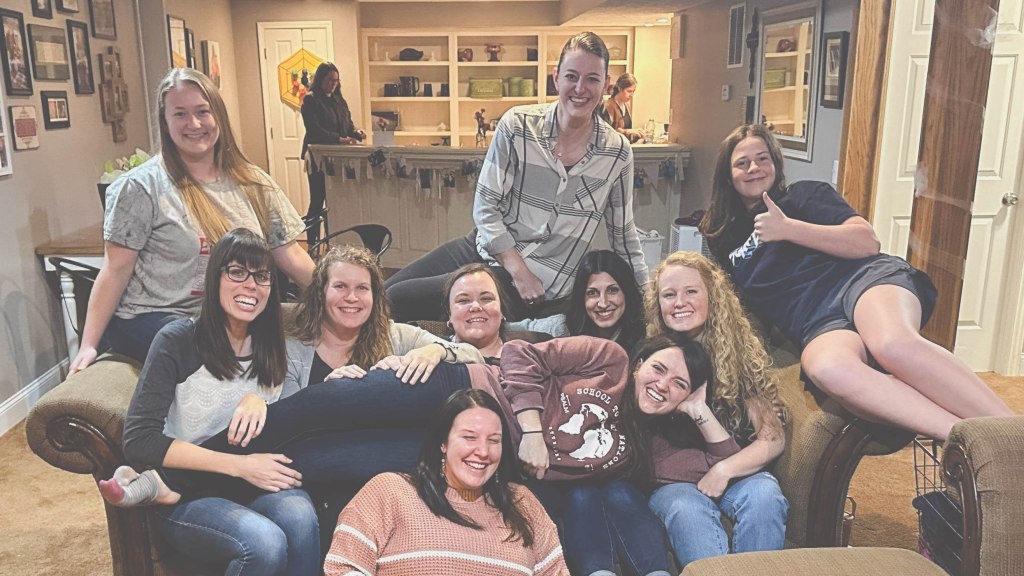 Kaleigh Weingartner and her small group community, including Melanie Morgan (middle row, first seat) and Kelsey Palomino (middle row, last seat), the two friends mentioned in Kaleigh's story. 