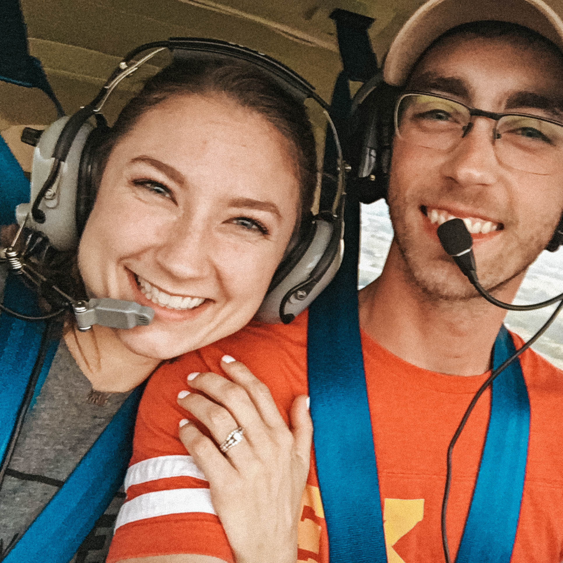 Brooke Sneed and her husband and pilot, Phillip Sneed, sightseeing over Bentonville, Arkansas.
